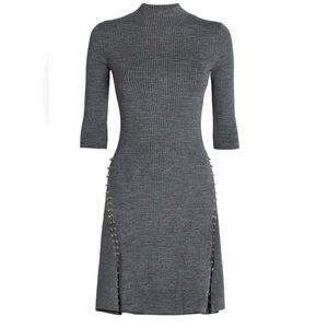 NWT Maje Grey sweater dress with silver rings; size 38 (US size 6)